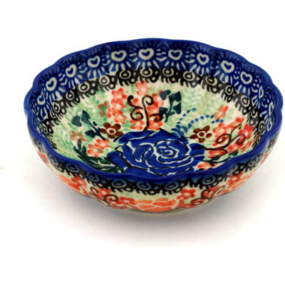 Polish Pottery Bowl 5&quot; Bold In Blue UNIKAT