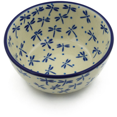 Polish Pottery Bowl 5&quot; Flying Dragonflies