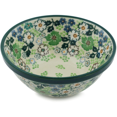 Polish Pottery Bowl 5&quot; Green Sea UNIKAT