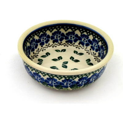 Polish Pottery Bowl 5&quot; Leaves And Flowers