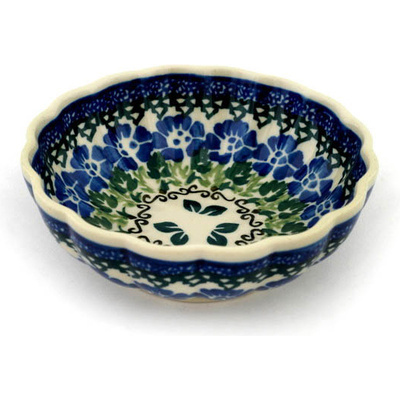 Polish Pottery Bowl 5&quot; Leaves And Flowers