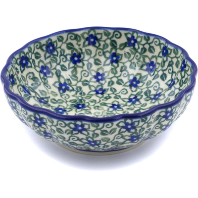 Polish Pottery Bowl 5&quot; Lobelia Vines