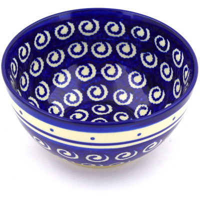 Polish Pottery Bowl 5&quot; Ocean Swirl