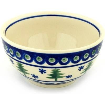 Polish Pottery Bowl 5&quot; Peacock Evergreen