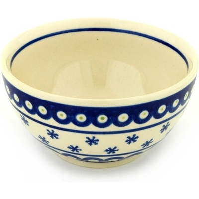 Polish Pottery Bowl 5&quot; Peacock Snowflake