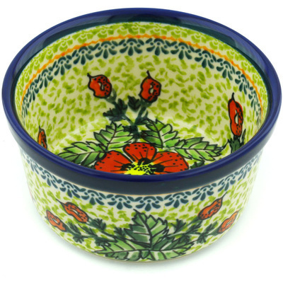 Polish Pottery Bowl 5&quot; Polish Poppy UNIKAT