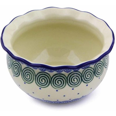 Polish Pottery Bowl 5&quot; Swirling Polka Dot