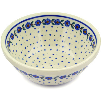 Polish Pottery Bowl 6&quot; Blue Vine Waltz