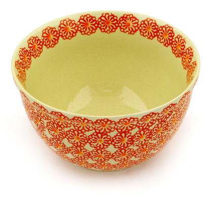 Polish Pottery Bowl 6&quot; Citrus Daisy