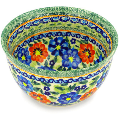 Polish Pottery Bowl 6&quot; Floral Delight UNIKAT