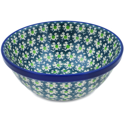 Polish Pottery Bowl 6&quot; Green Crown