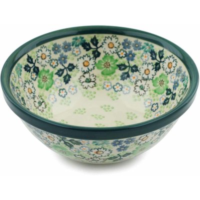 Polish Pottery Bowl 6&quot; Green Sea UNIKAT