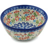 Polish Pottery Bowl 6&quot; Happy Blossoms UNIKAT