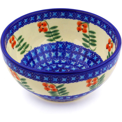 Polish Pottery Bowl 6&quot; Red Berries