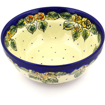 Polish Pottery Bowl 6&quot; Red Cabbage Roses