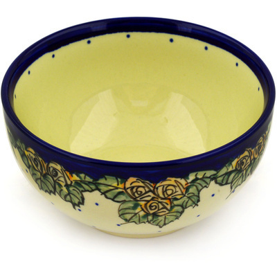Polish Pottery Bowl 6&quot; Red Cabbage Roses