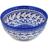 Polish Pottery Bowl 6&quot; Royal Azure Rings UNIKAT