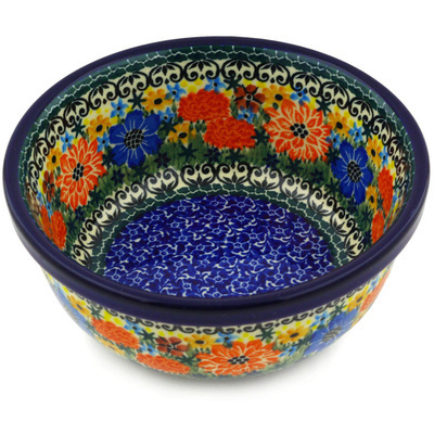 Polish Pottery Bowl 6&quot; Sprouting Spring UNIKAT