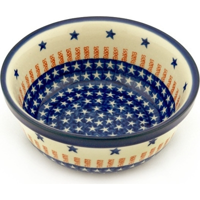 Polish Pottery Bowl 6&quot; Star Spangled Banner