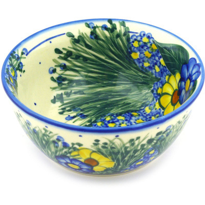 Polish Pottery Bowl 6&quot; Wildflower Meadow