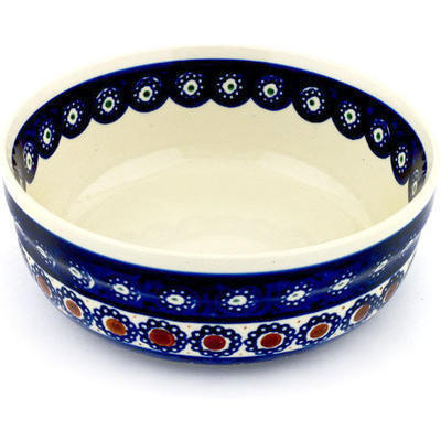 Polish Pottery Bowl 7&quot; Flowery Americana