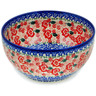 Polish Pottery Bowl 7&quot; Fluctuating Pansy&#039;s