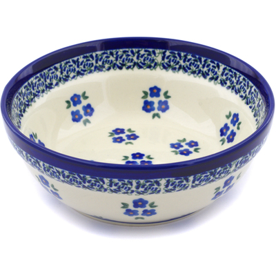 Polish Pottery Bowl 7&quot; Forget Me Not Dots