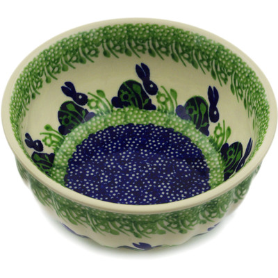 Polish Pottery Bowl 7&quot; Hare In Tall Grass