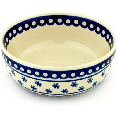 Polish Pottery Bowl 7&quot; Peacock Snowflake