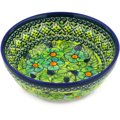 Polish Pottery Bowl 7&quot; Peek-a-blue UNIKAT
