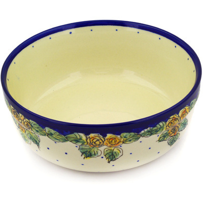 Polish Pottery Bowl 7&quot; Red Cabbage Roses