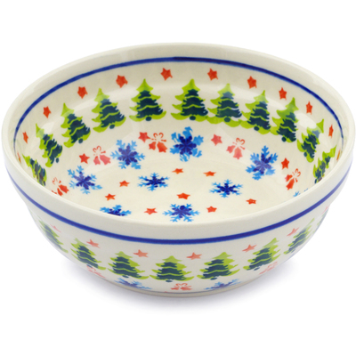 Polish Pottery Bowl 7&quot; Winter Land