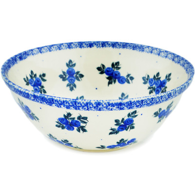 Polish Pottery Bowl 8&quot; Blue Berry Special UNIKAT