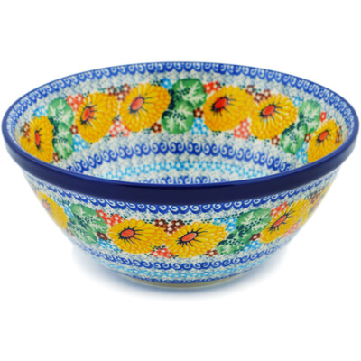 Polish Pottery Bowl 8&quot; Enchanted Spring UNIKAT
