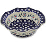 Polish Pottery Bowl 8&quot; Peacock Forget-me-not