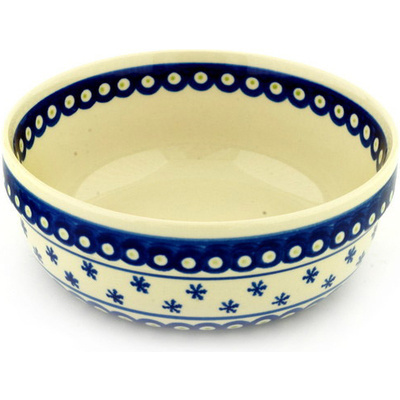 Polish Pottery Bowl 8&quot; Peacock Snowflake