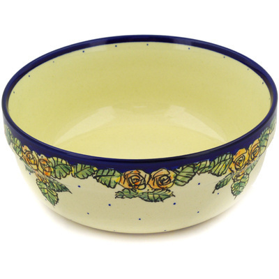 Polish Pottery Bowl 8&quot; Red Cabbage Roses