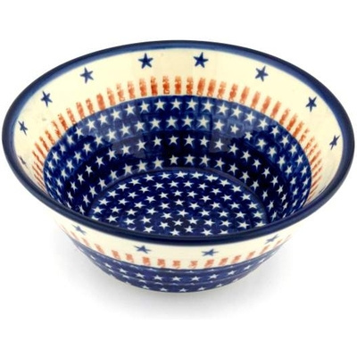 Polish Pottery Bowl 8&quot; Star Spangled Banner