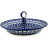 Polish Pottery Bowl with Handles 14&quot; Classic Peacock Vibes