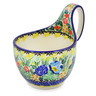 Polish Pottery Bowl with Loop Handle 16 oz Blue Bird Delight UNIKAT