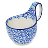 Polish Pottery Bowl with Loop Handle 16 oz Cobalt Forest