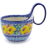 Polish Pottery Bowl with Loop Handle 16 oz Enchanted Spring UNIKAT