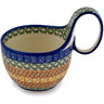 Polish Pottery Bowl with Loop Handle 16 oz Grecian Sea
