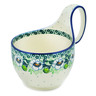 Polish Pottery Bowl with Loop Handle 16 oz Green Flora