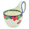 Polish Pottery Bowl with Loop Handle 16 oz In The Rose Garden