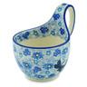 Polish Pottery Bowl with Loop Handle 16 oz Light Blue Misty Dragonfly
