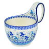 Polish Pottery Bowl with Loop Handle 16 oz Stormy Blooms UNIKAT
