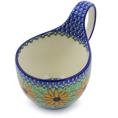Polish Pottery Bowl with Loop Handle 16 oz Summer Suzies UNIKAT