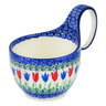 Polish Pottery Bowl with Loop Handle 16 oz Tulip Fever
