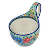 Polish Pottery Bowl with Loop Handle 16 oz Vibrant Bouquet UNIKAT